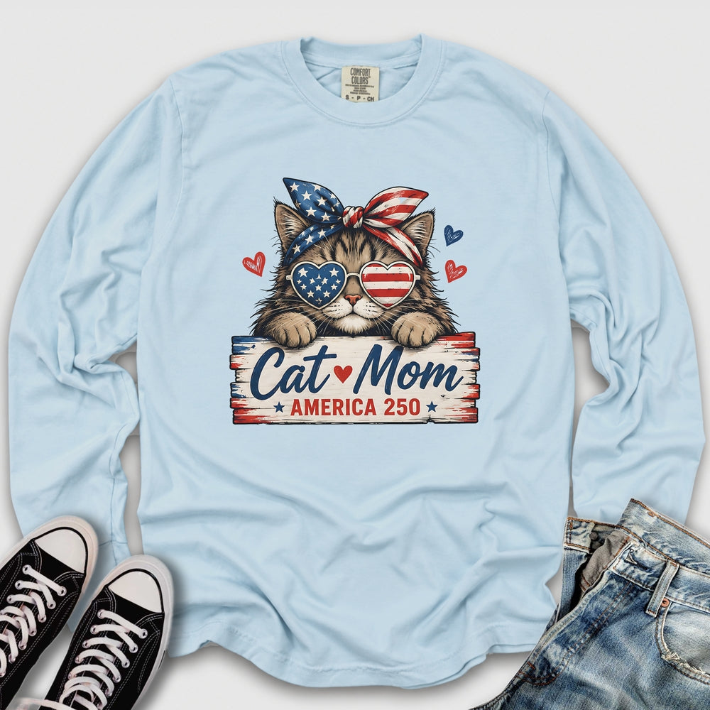 Cat Mom America Long Sleeve Tee