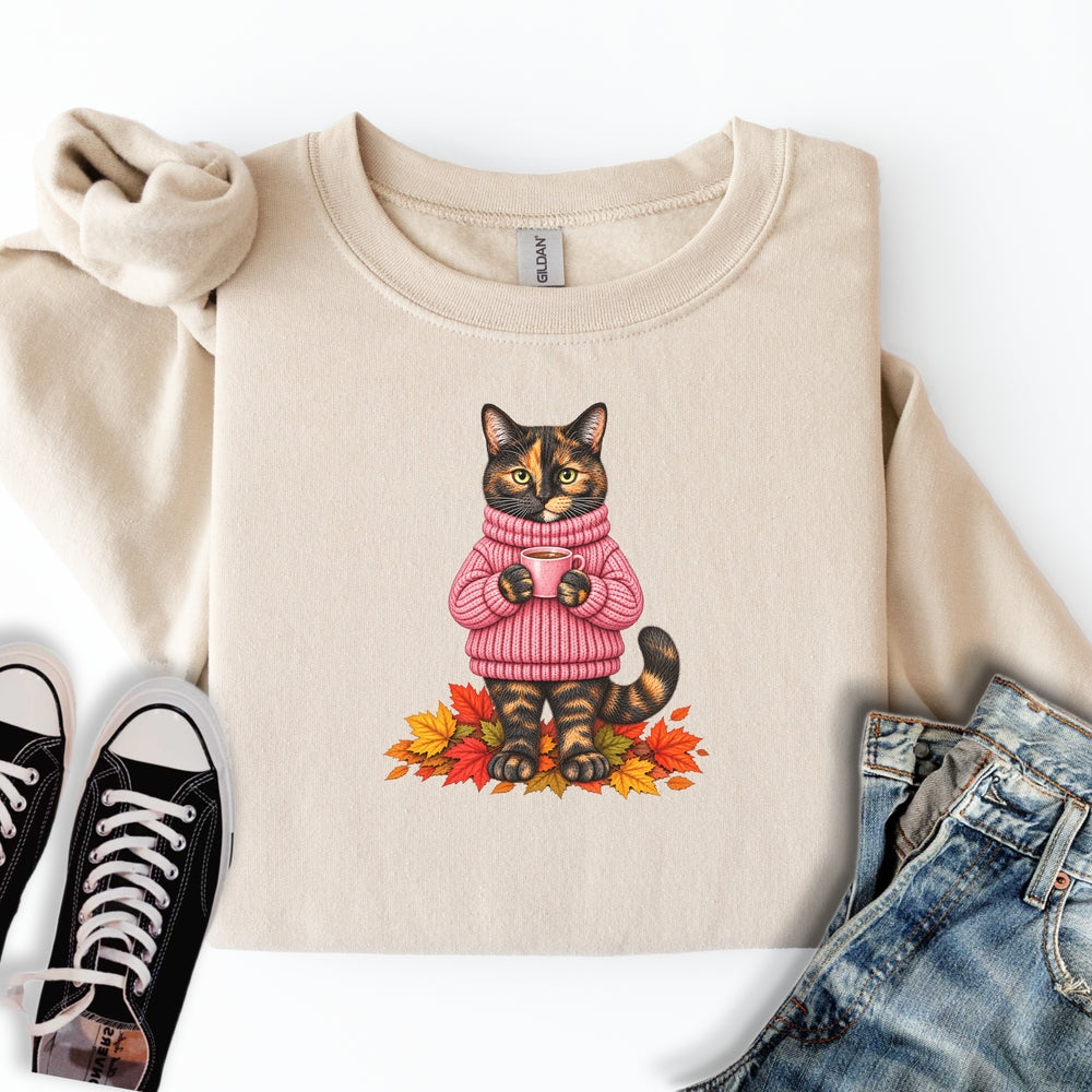 Cozy Fall Tortie Cat Sweatshirt