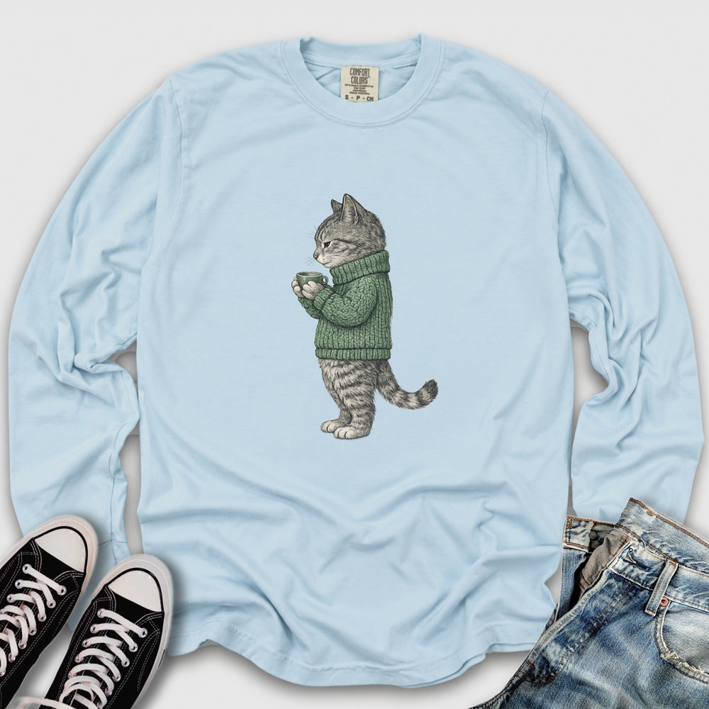 Cozy Tabby Cat Long Sleeve Tee