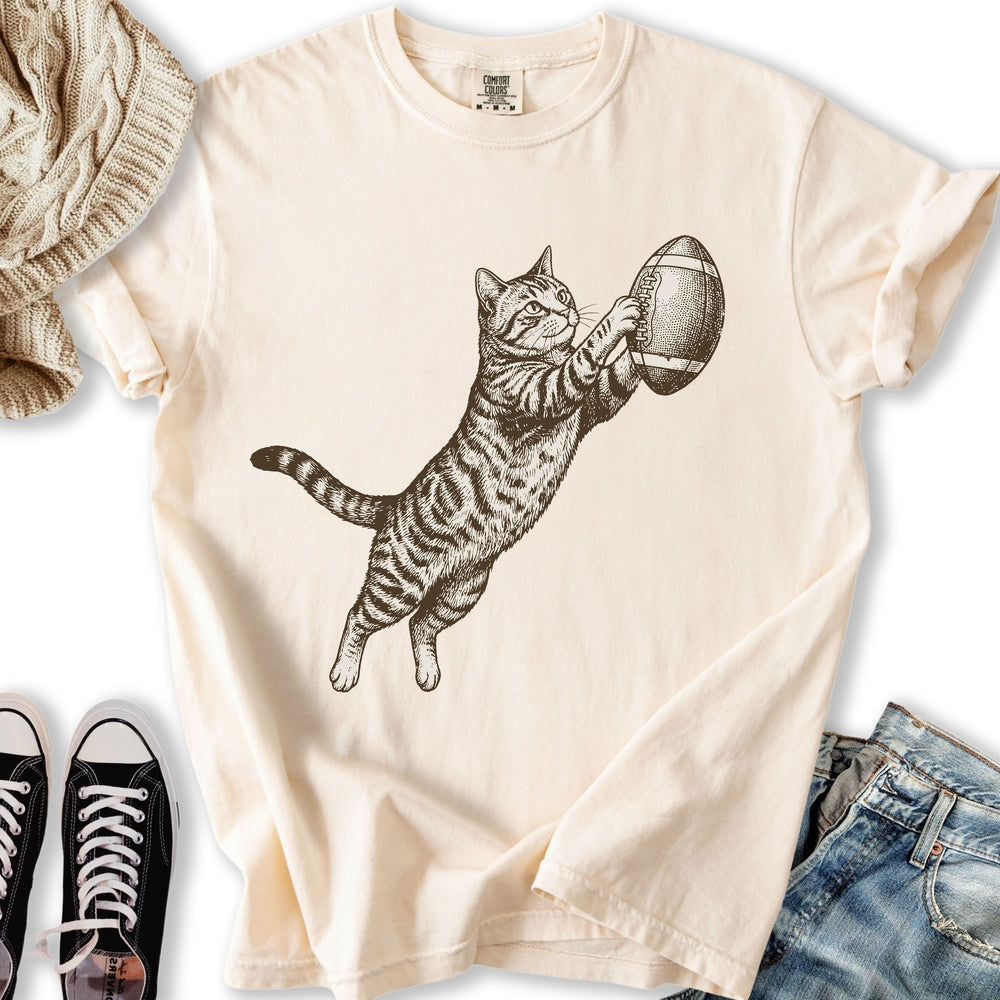 Football Tabby Cat T-Shirt
