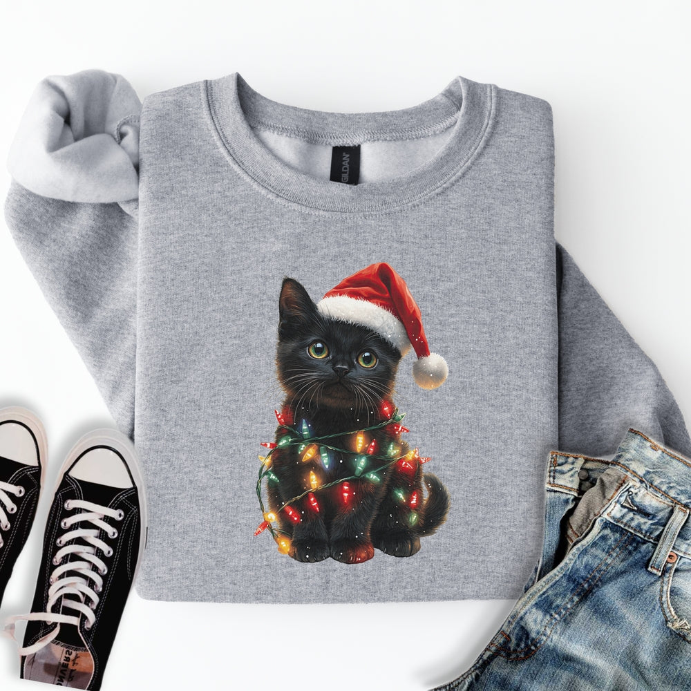 Christmas Cat Lights Sweatshirt