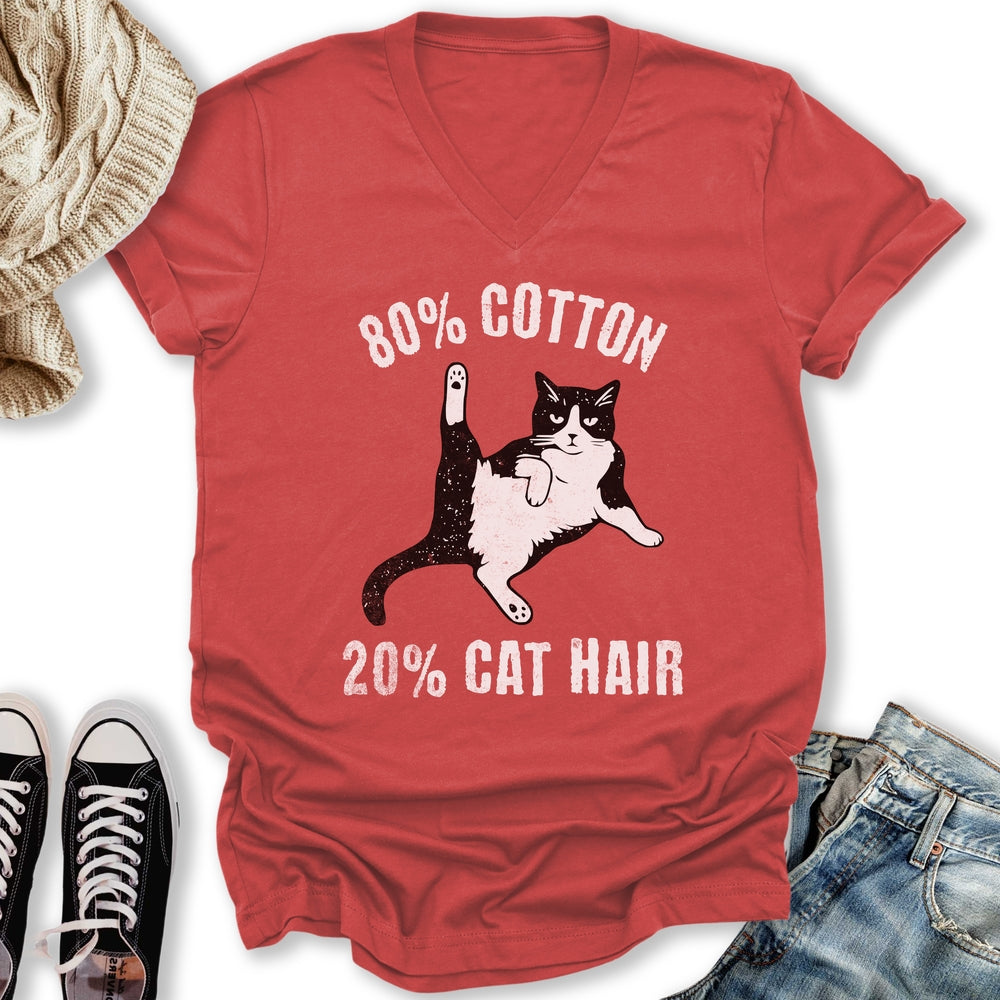 20% Cat Hair V-Neck Tee