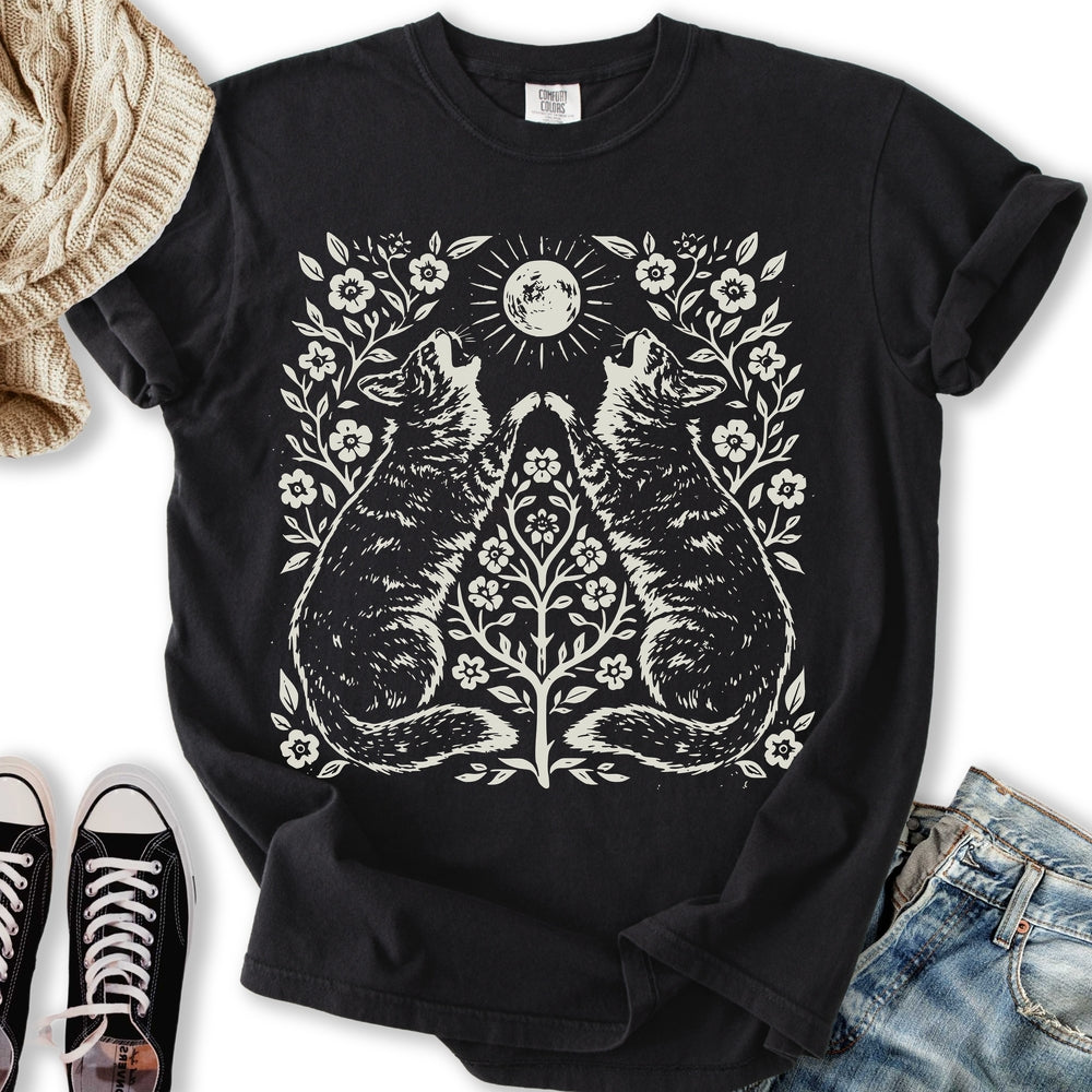 Woodblock Cat Print T-Shirt