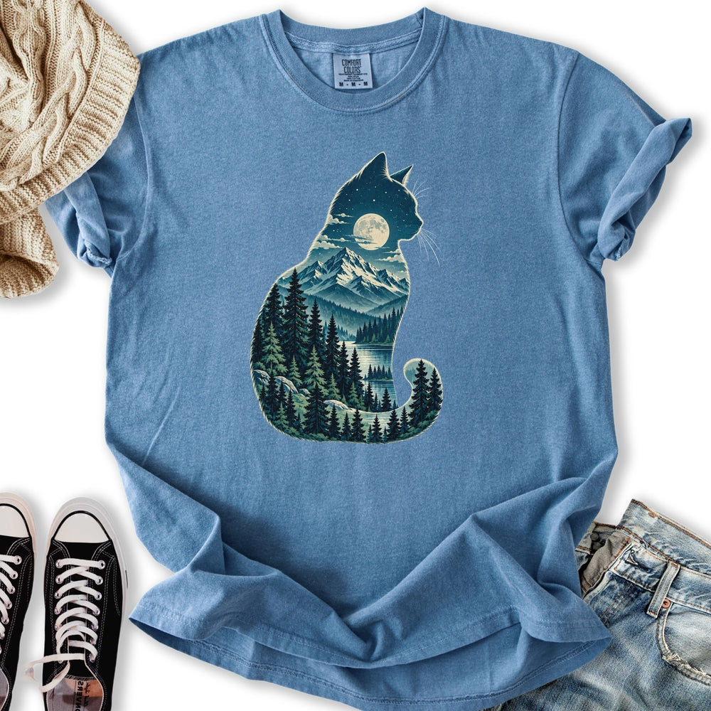Moonlit Mountain Cat Relaxed Tee