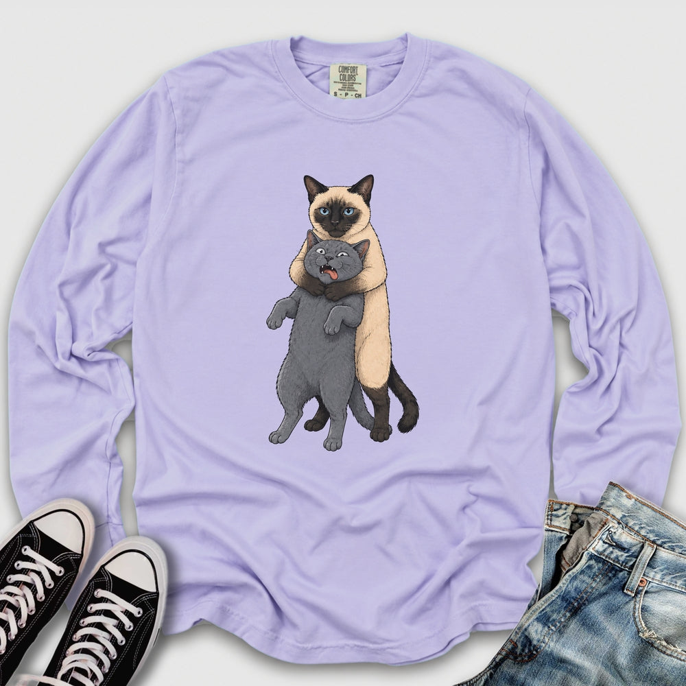 Siamese Cat Headlock Long Sleeve Tee