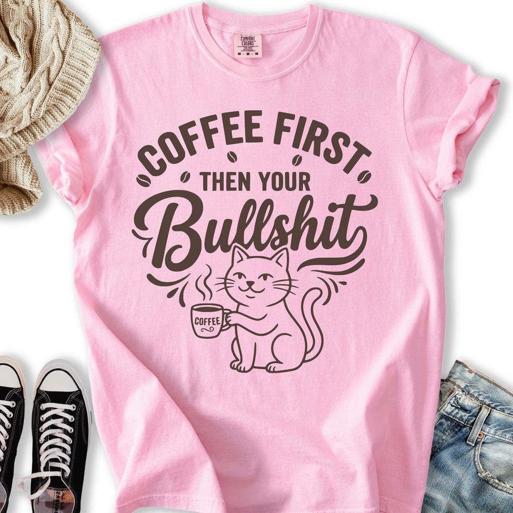 Coffee First Cat T-Shirt
