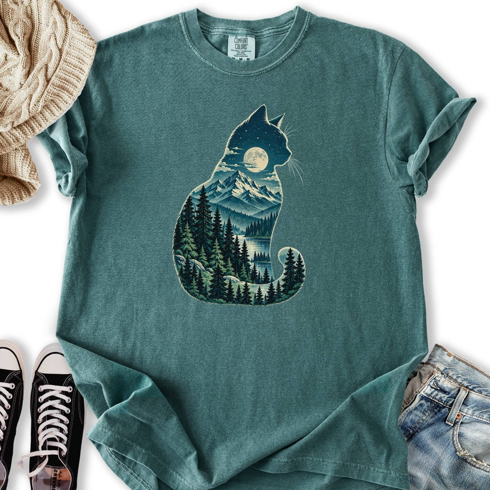 Moonlit Mountain Cat Relaxed Tee