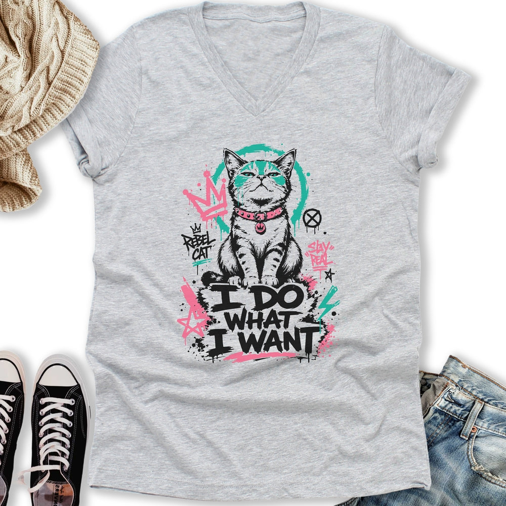 Streetart Cat V-Neck Tee
