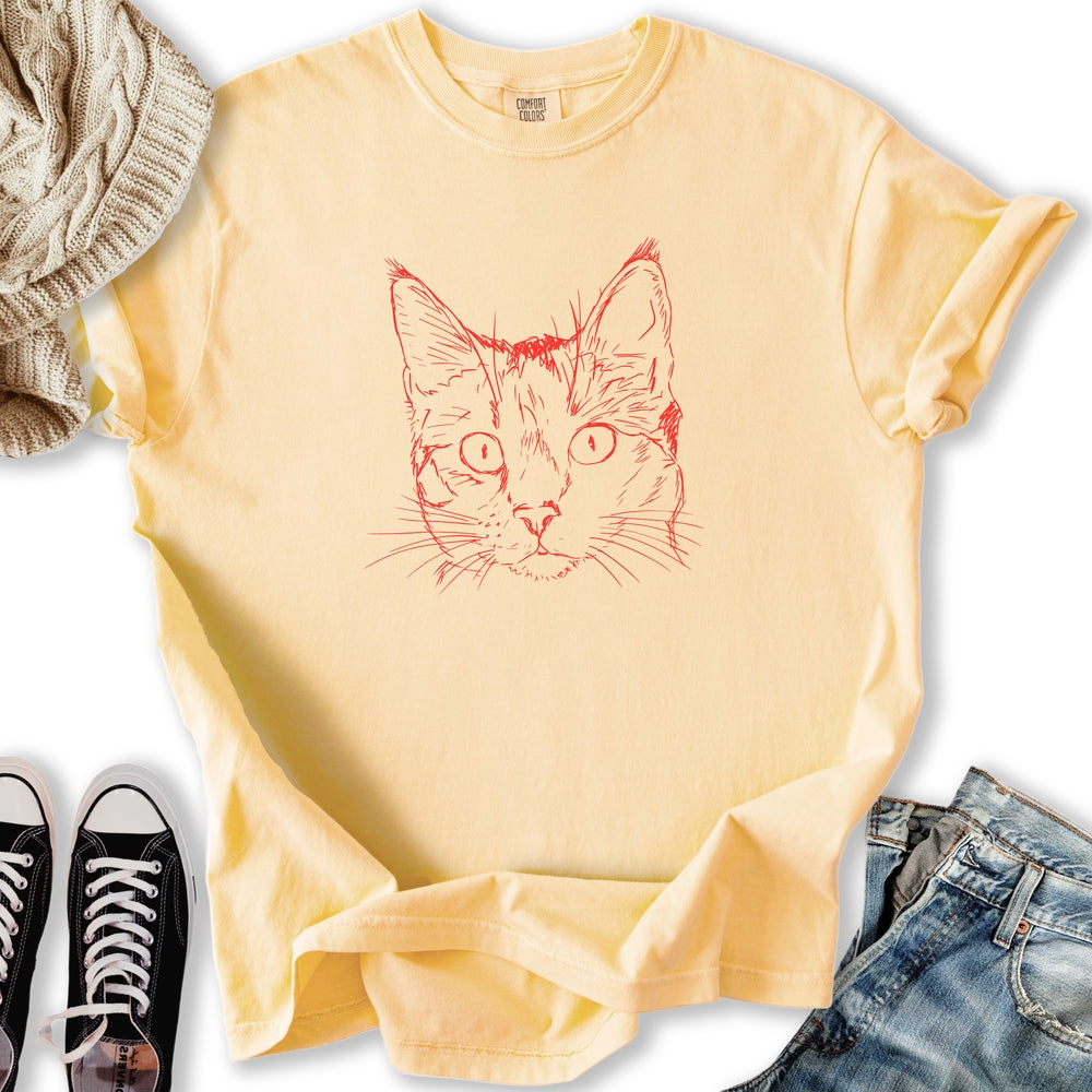 Vintage Cat Sketch T-Shirt
