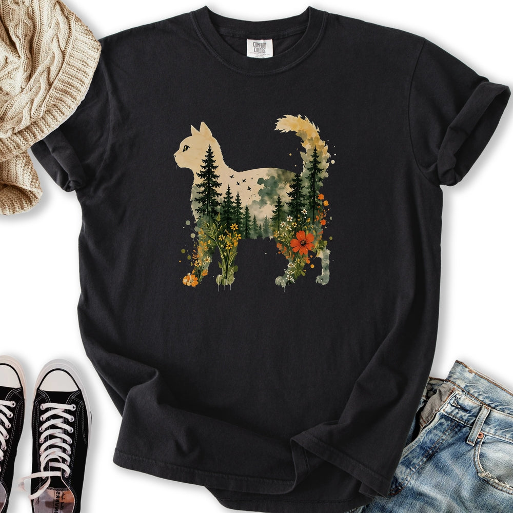 Floral Cat Sunset T-Shirt