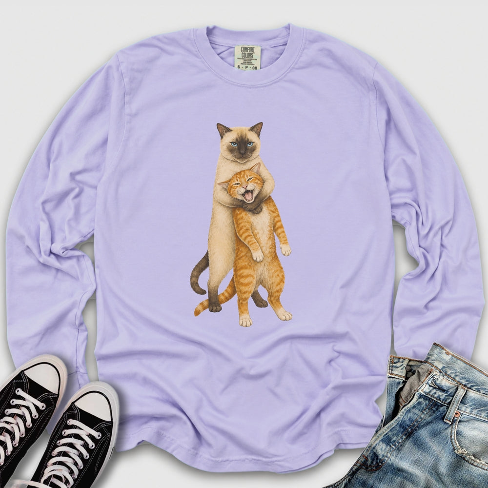 Siamese Ginger Cat Headlock Long Sleeve Tee