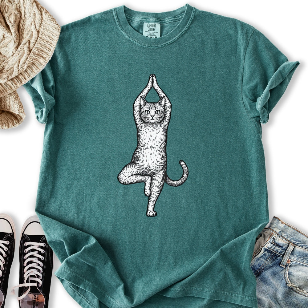 Yoga Tree Pose Cat T-Shirt