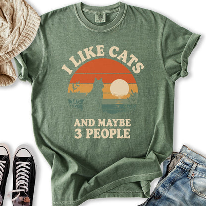 Retro Sunset I Like Cats T-Shirt