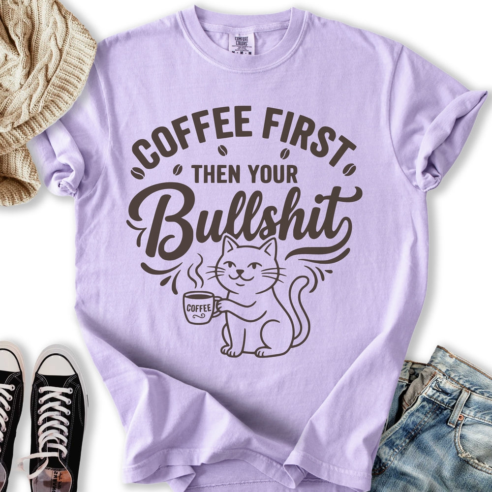 Coffee First Cat T-Shirt