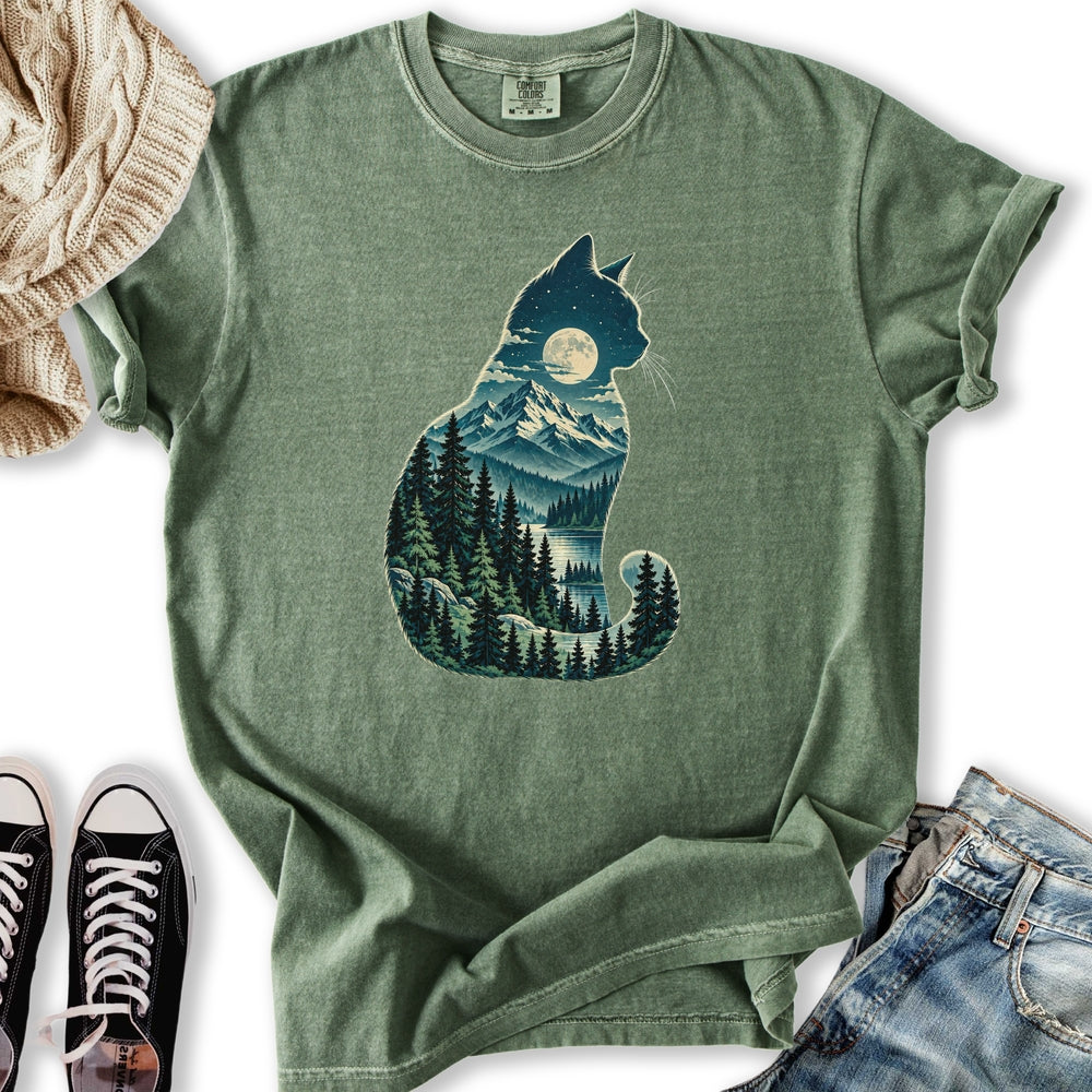 Moonlit Mountain Cat Relaxed Tee