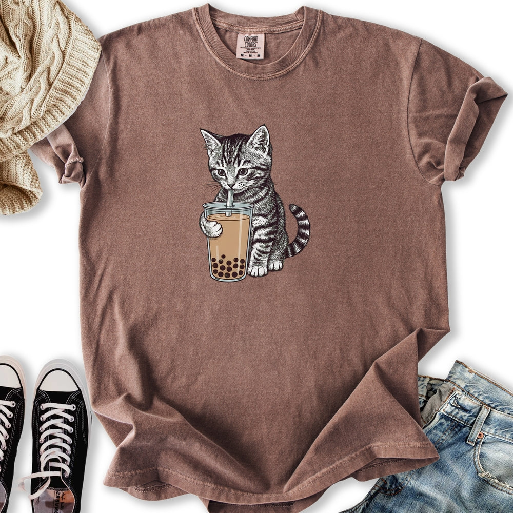 Kitten with Boba Tea T-Shirt