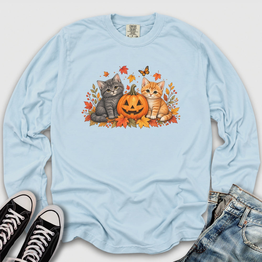 Cute Pumpkin Kittens Long Sleeve Tee