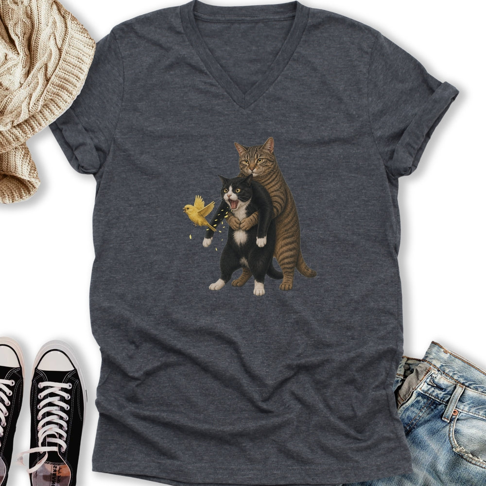 Cat Heimlich Maneuver V-Neck Tee