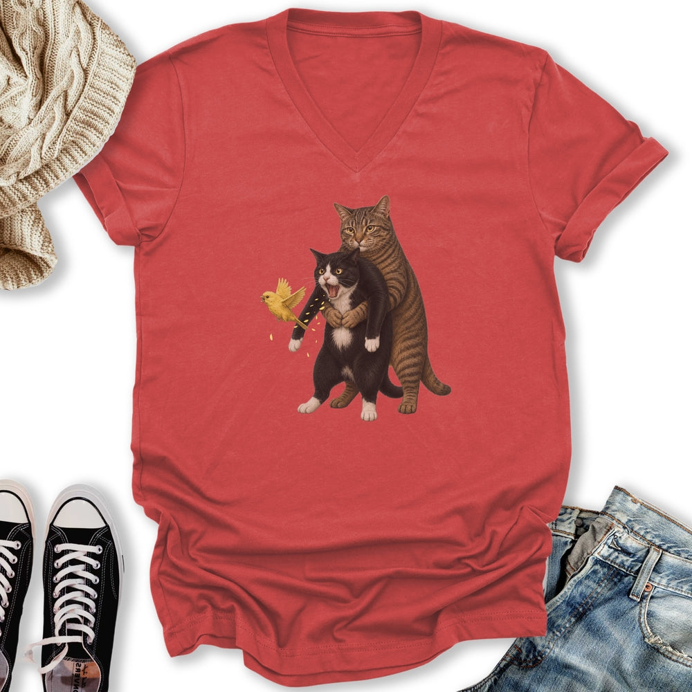 Cat Heimlich Maneuver V-Neck Tee