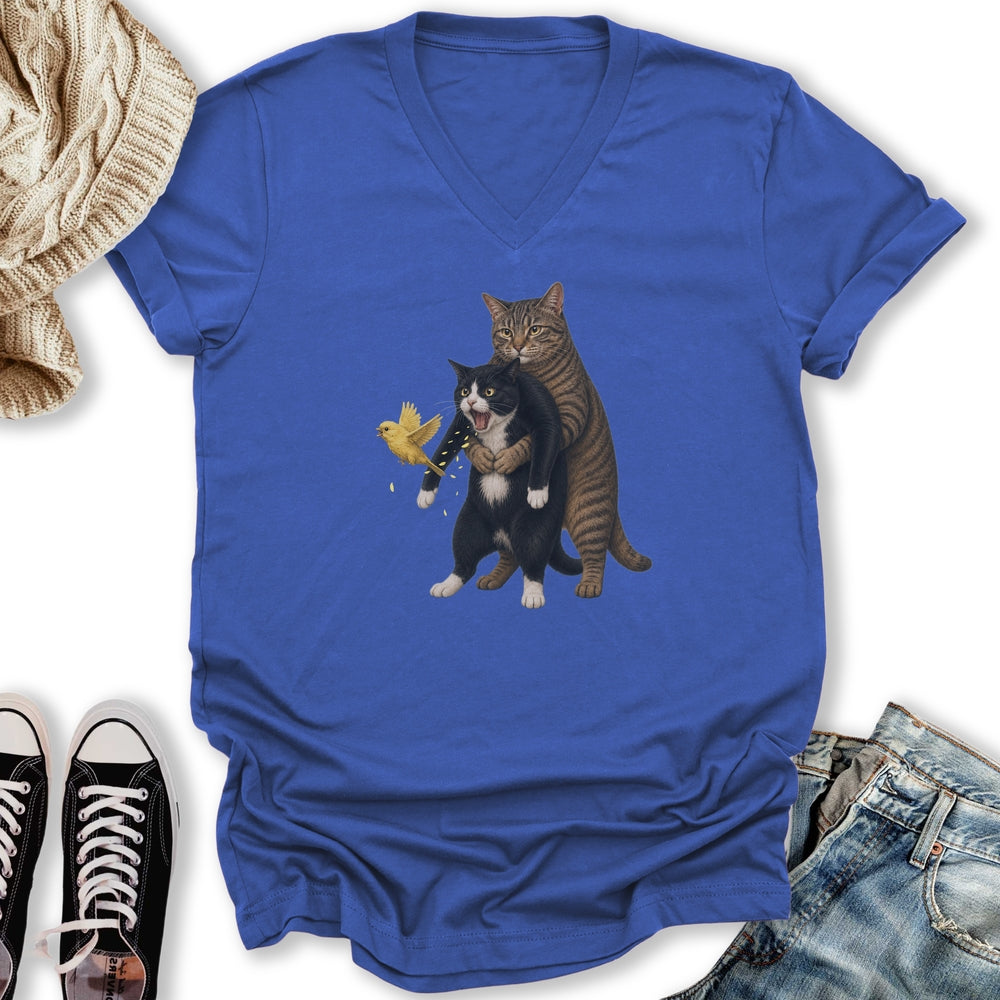 Cat Heimlich Maneuver V-Neck Tee