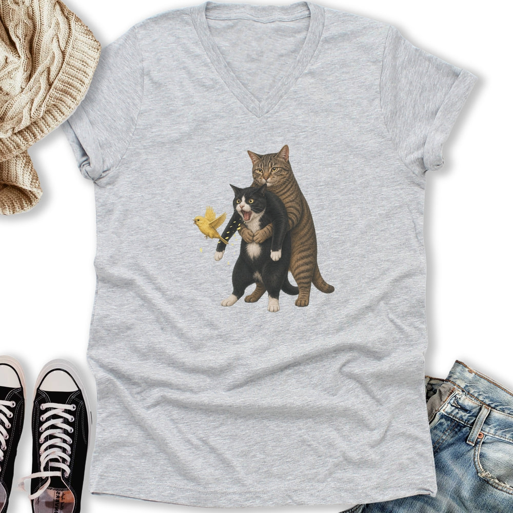 Cat Heimlich Maneuver V-Neck Tee