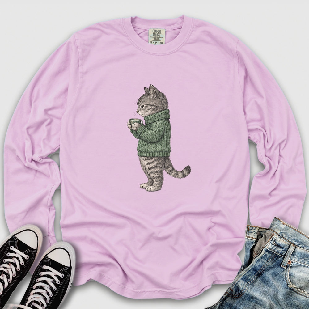 Cozy Tabby Cat Long Sleeve Tee