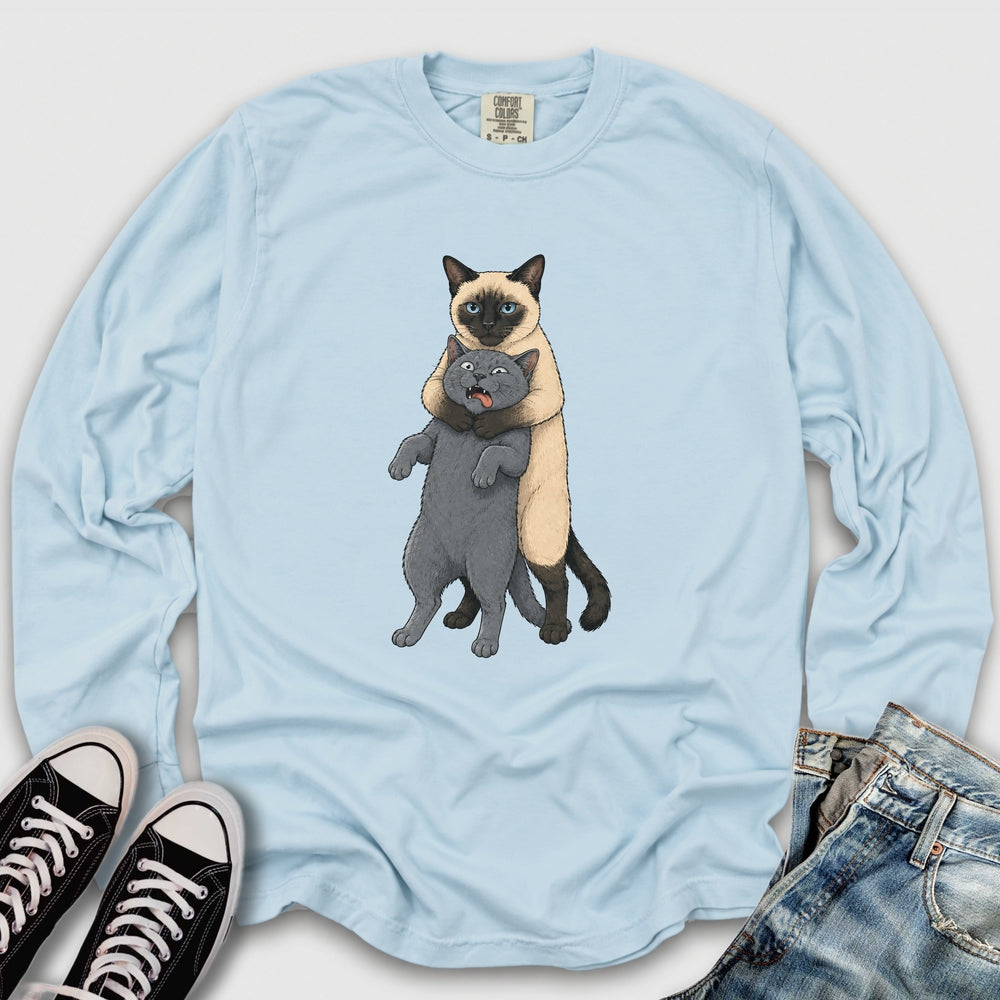 Siamese Cat Headlock Long Sleeve Tee