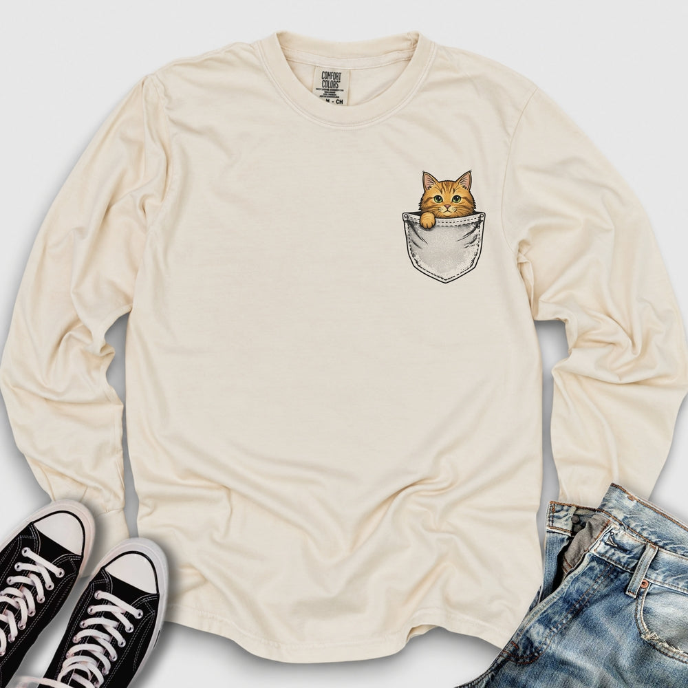 Ginger Cat Pocket Long Sleeve Tee