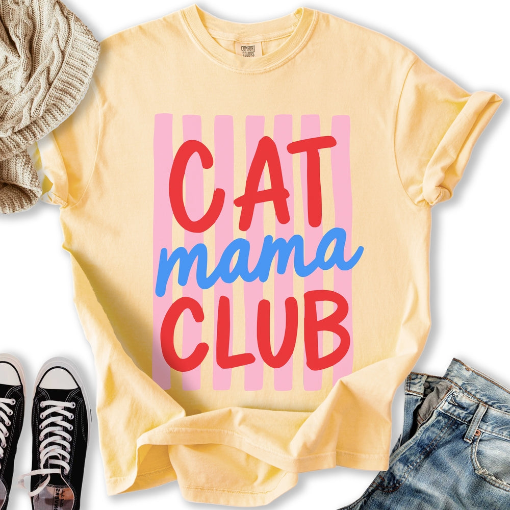 Stripe Cat Mama Club T-Shirt