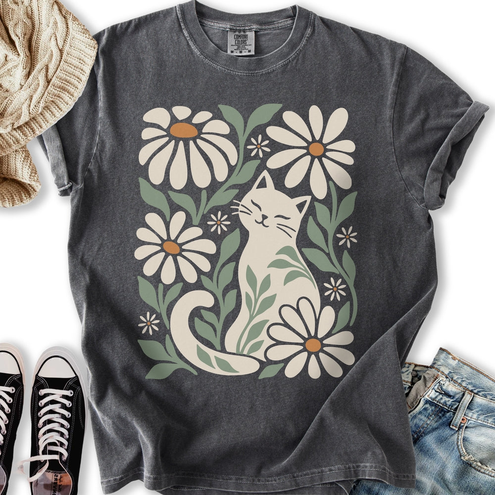Retro Floral Cat Relaxed Tee