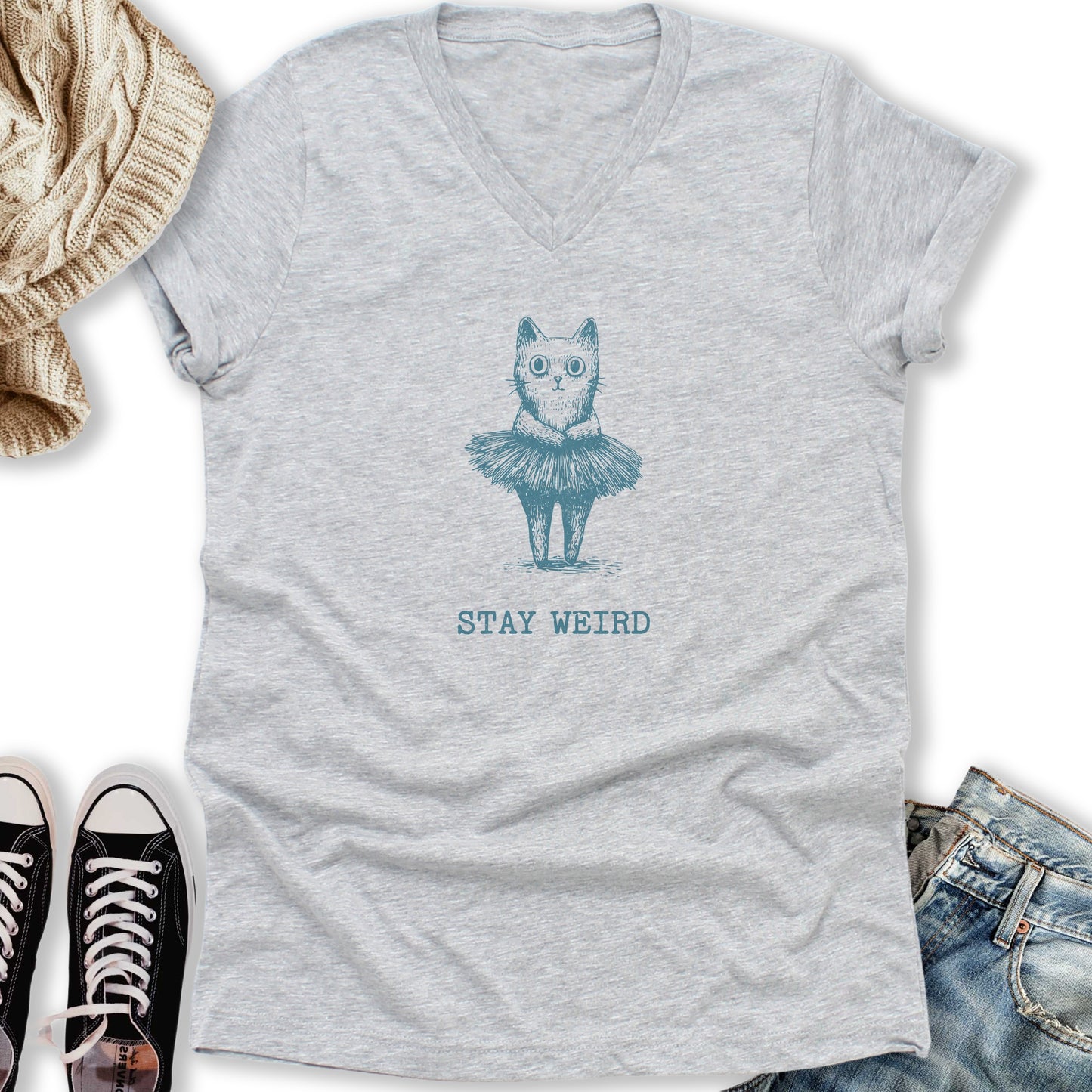 Stay Weird V-Neck Tee