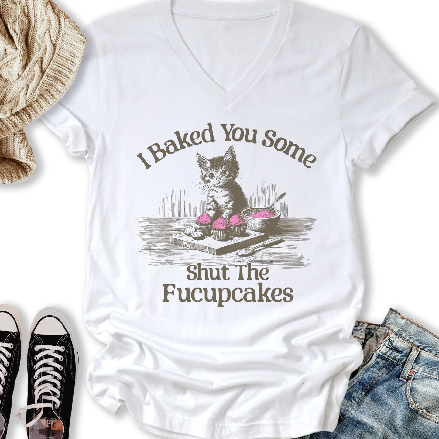 Fucupcakes V-Neck Tee