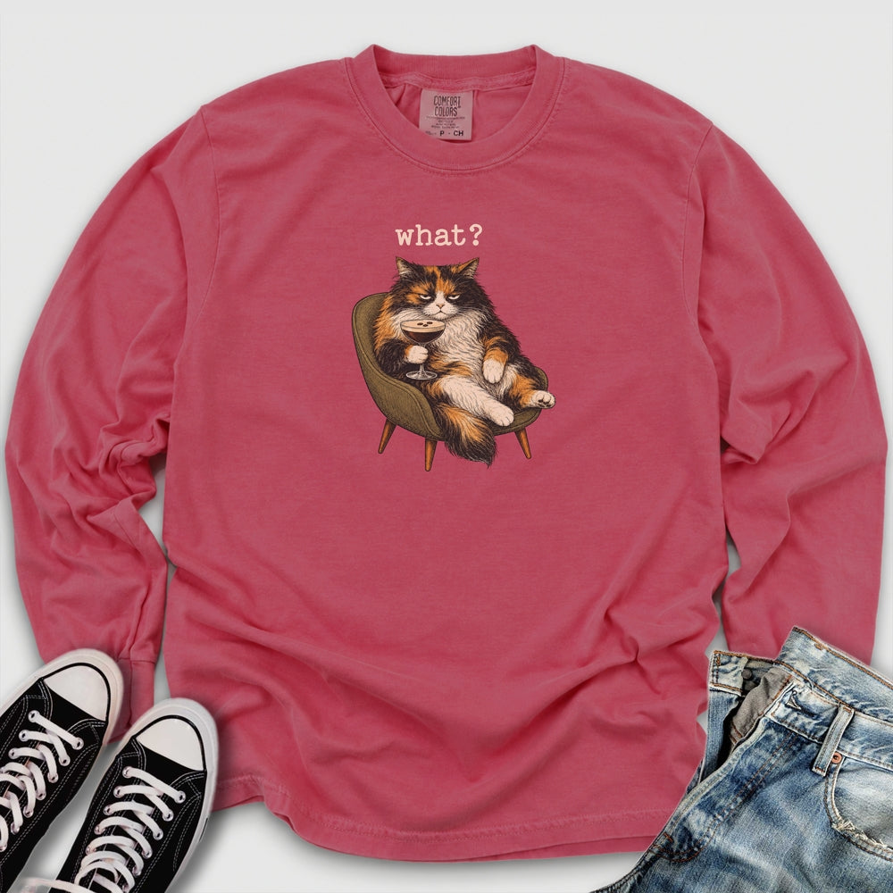 Grumpy Calico Cat Long Sleeve Tee