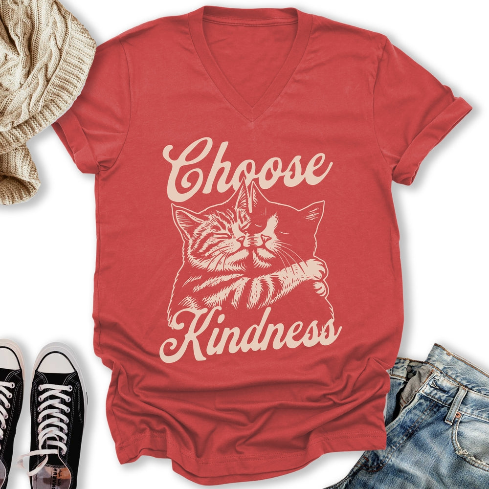 Choose Kindness Cats V-Neck Tee