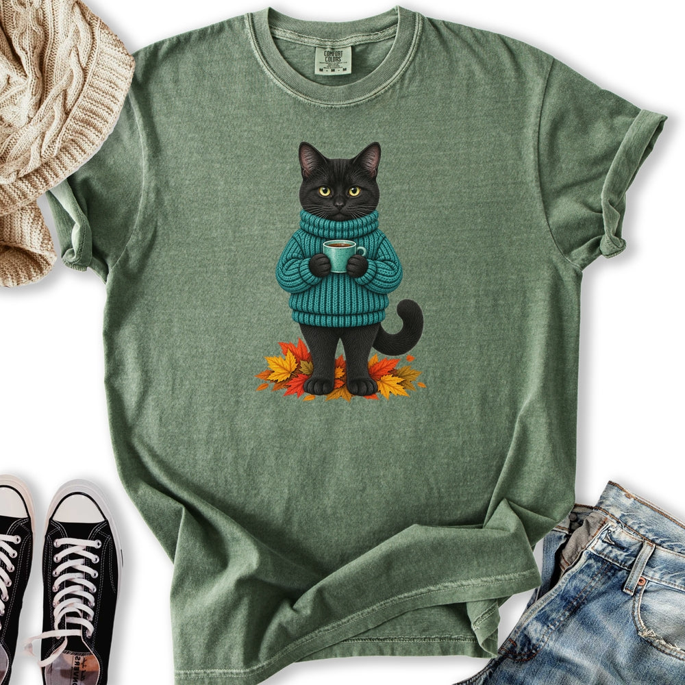 Cozy Fall Black Cat Relaxed Tee