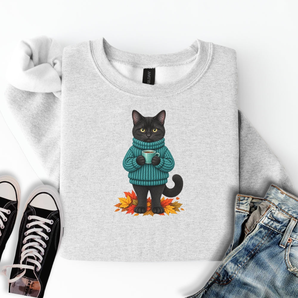 Cozy Fall Black Cat Sweatshirt