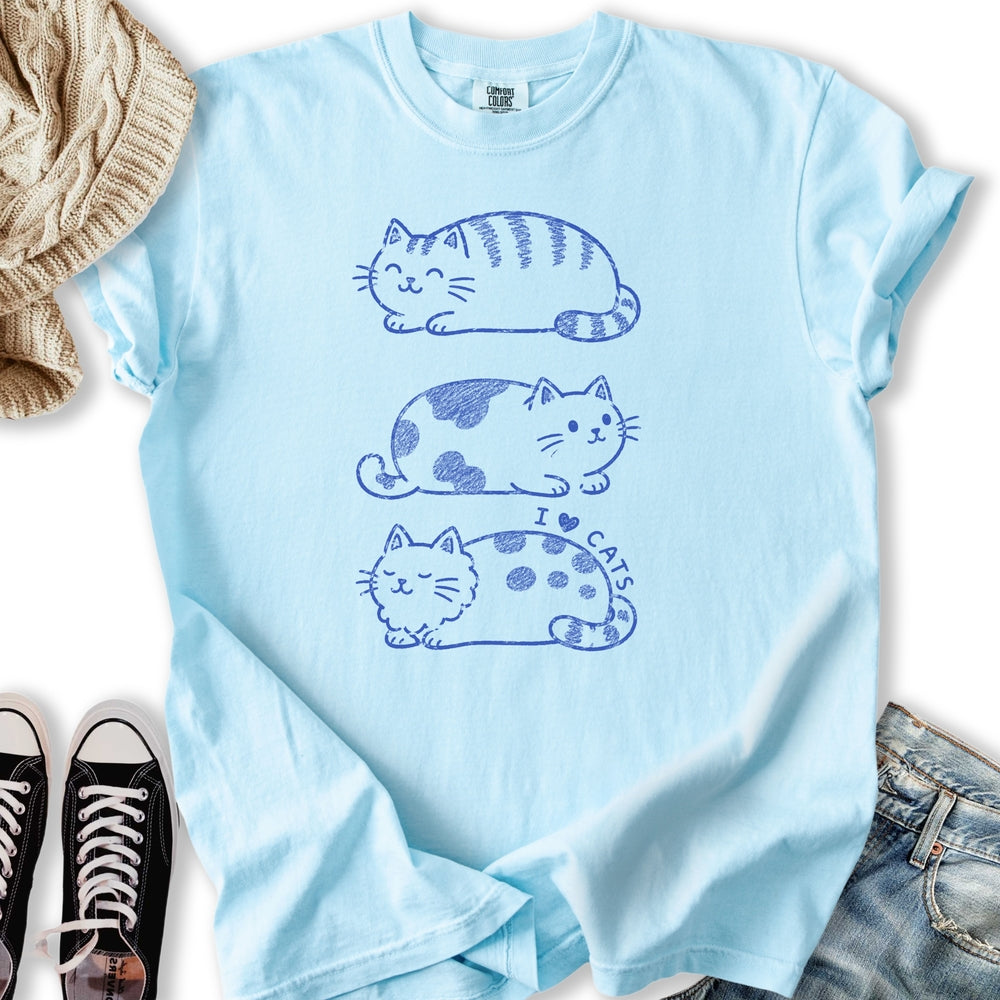 I Love Cats Drawn Relaxed Tee