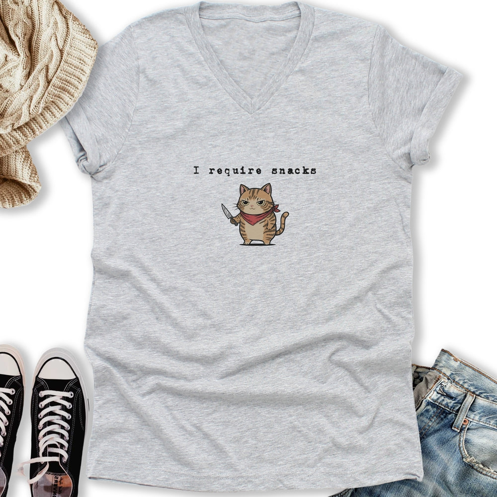 I Require Snacks V-Neck Tee