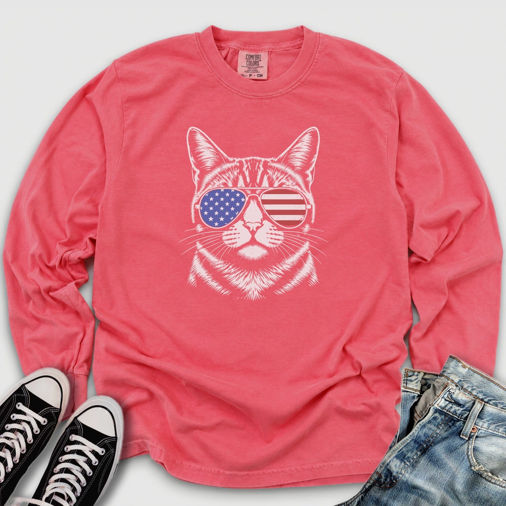 USA Aviator Cat Long Sleeve Tee