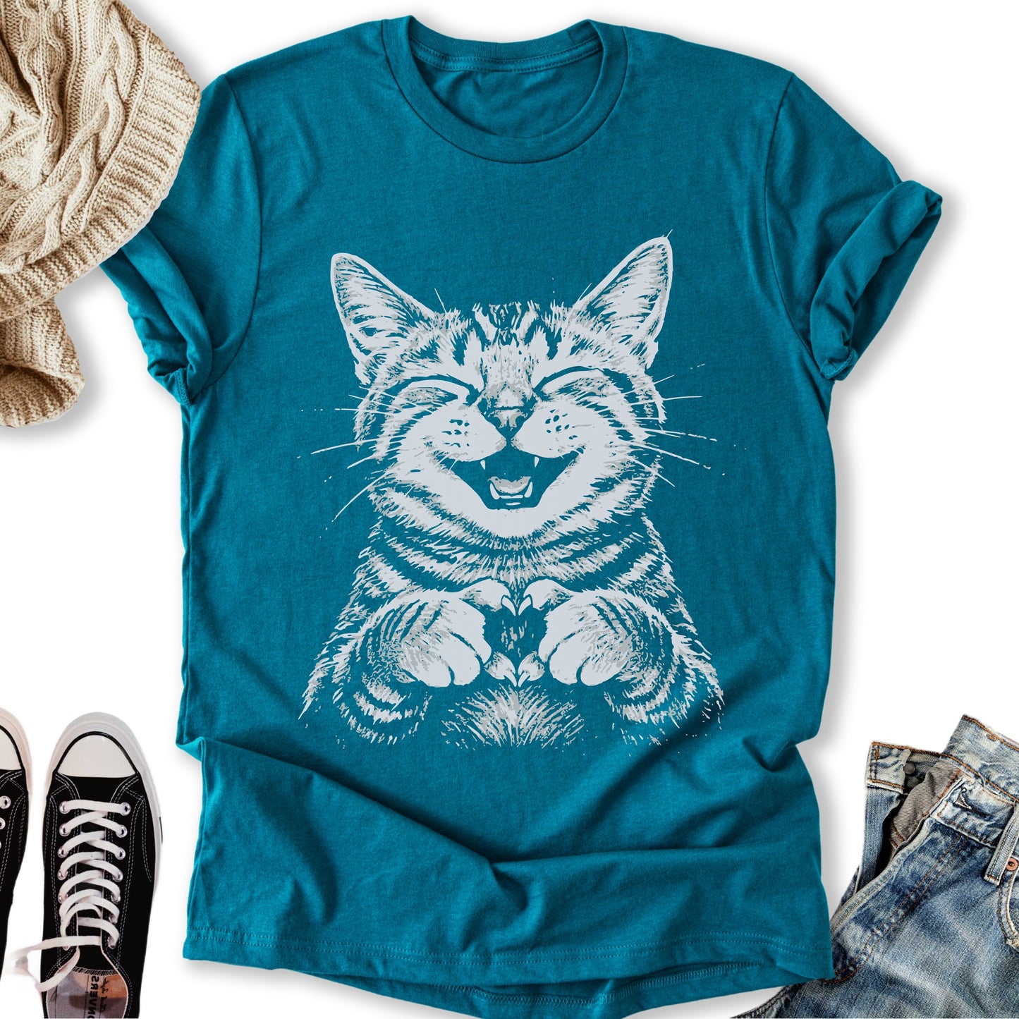 Cat Love Heart T-Shirt