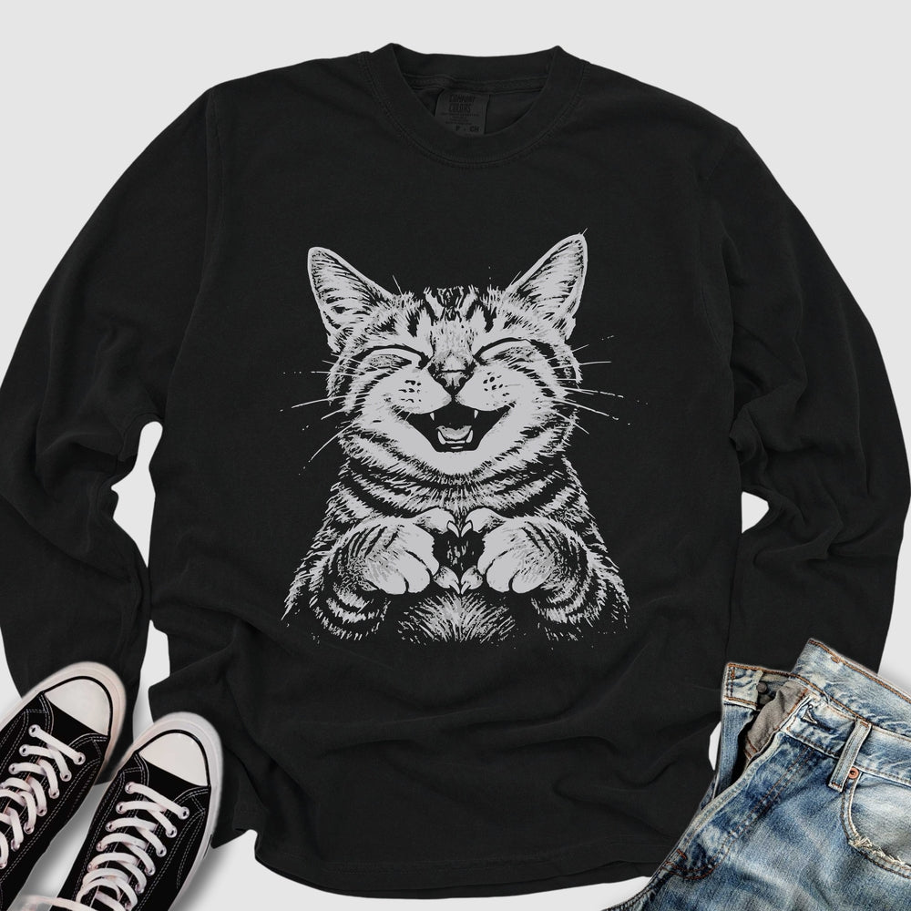 Cat Love Heart Long Sleeve Tee