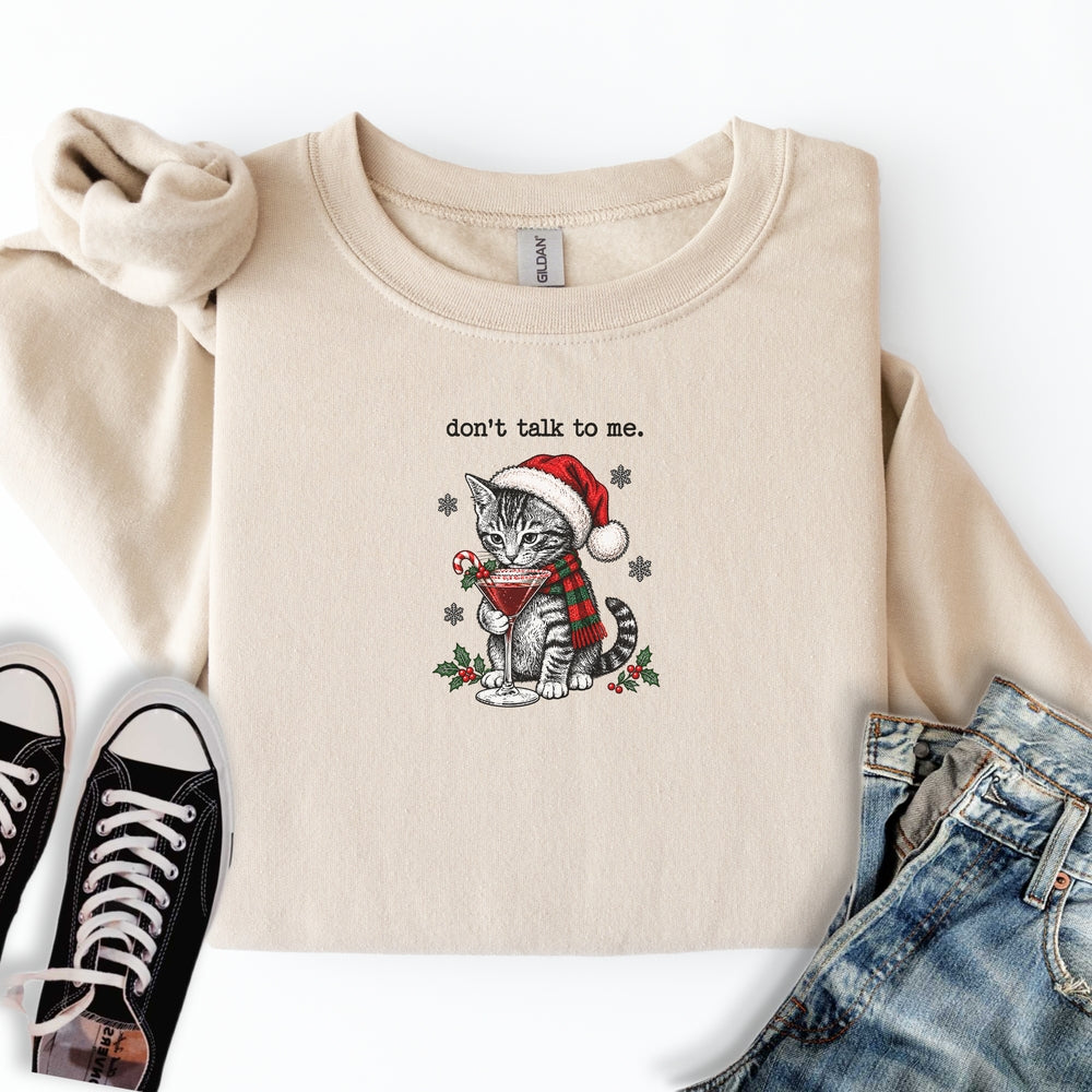 Christmas Cocktails Cat Sweatshirt