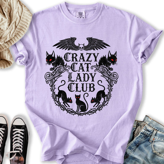 Gothic Crazy Cat Lady Club T-Shirt