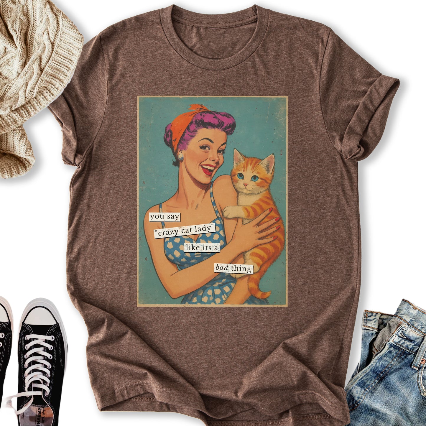 Retro Crazy Cat Lady T-Shirt