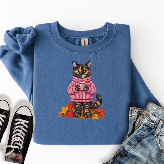 Cozy Fall Tortie Cat Sweatshirt