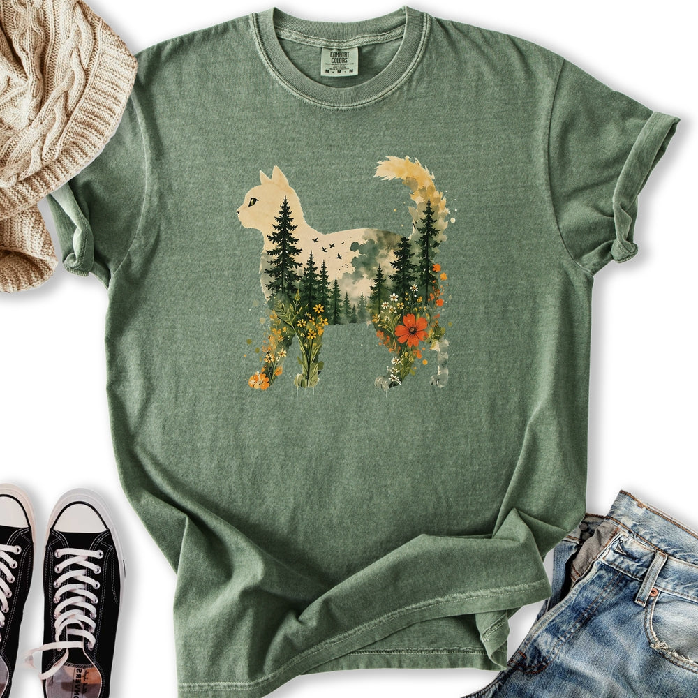 Floral Cat Sunset T-Shirt