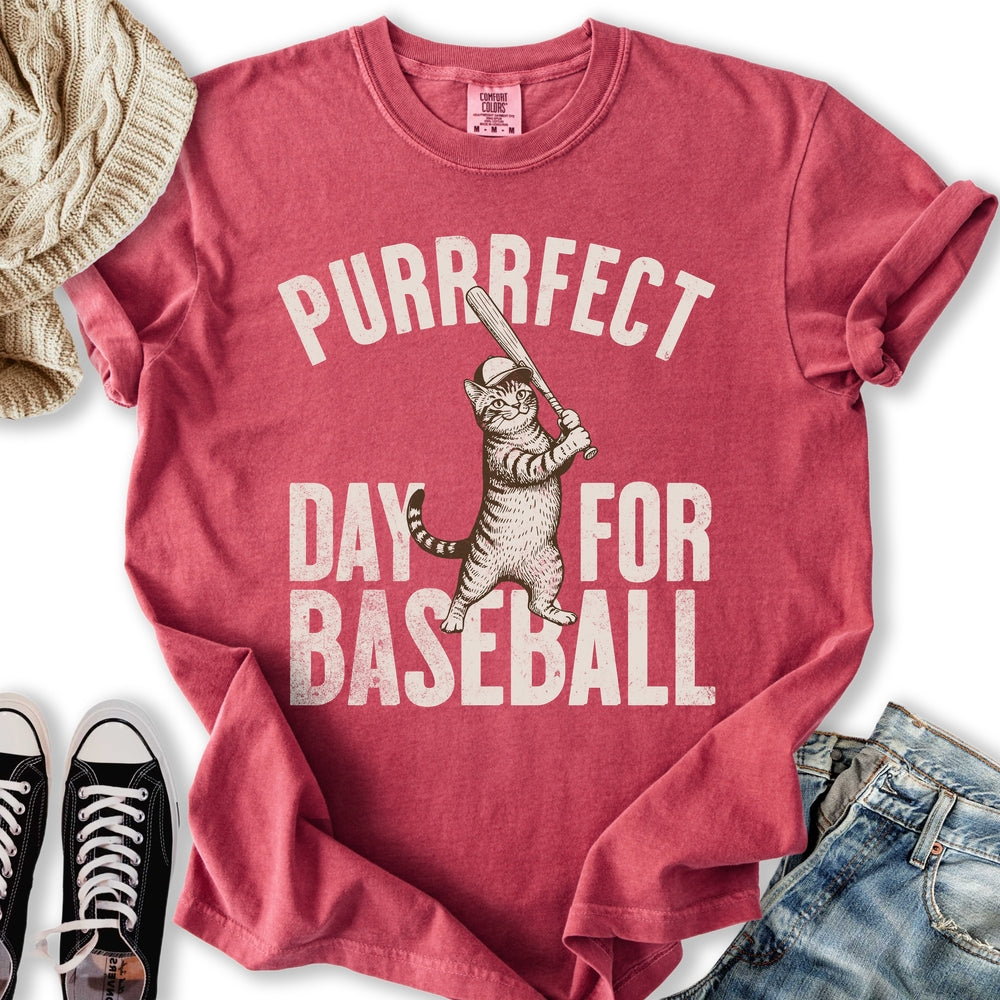 Purrrfect Baseball Cat T-Shirt