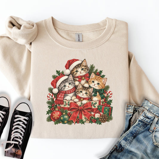 Vintage Christmas Kittens Sweatshirt