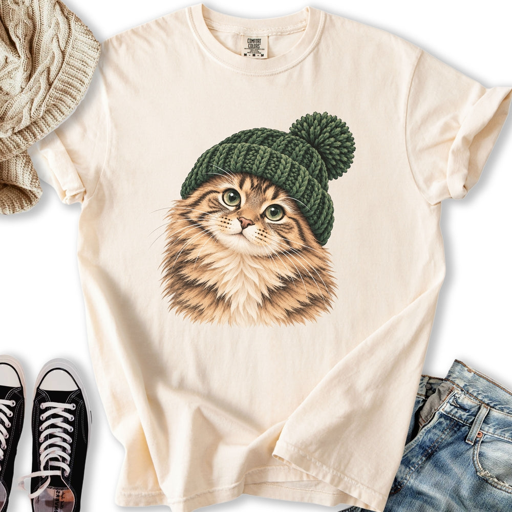Green Beanie Tabby Relaxed Tee