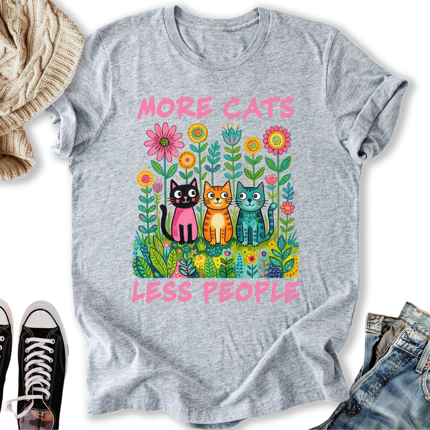 More Cats Folk Art T-Shirt